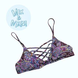 Paisley Purple NWOT Crossover Front Vneck Bikini Top